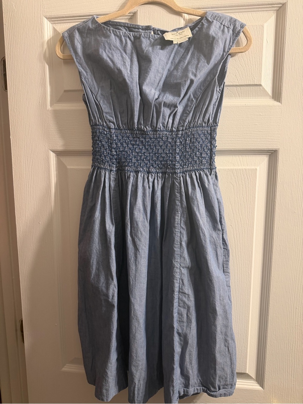 kate spade Light Blue Smocked-Waist Midi Dress